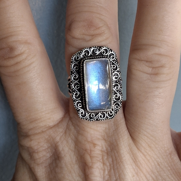 New Dichroic Glass 925 Silver Ring. - Picture 5 of 13